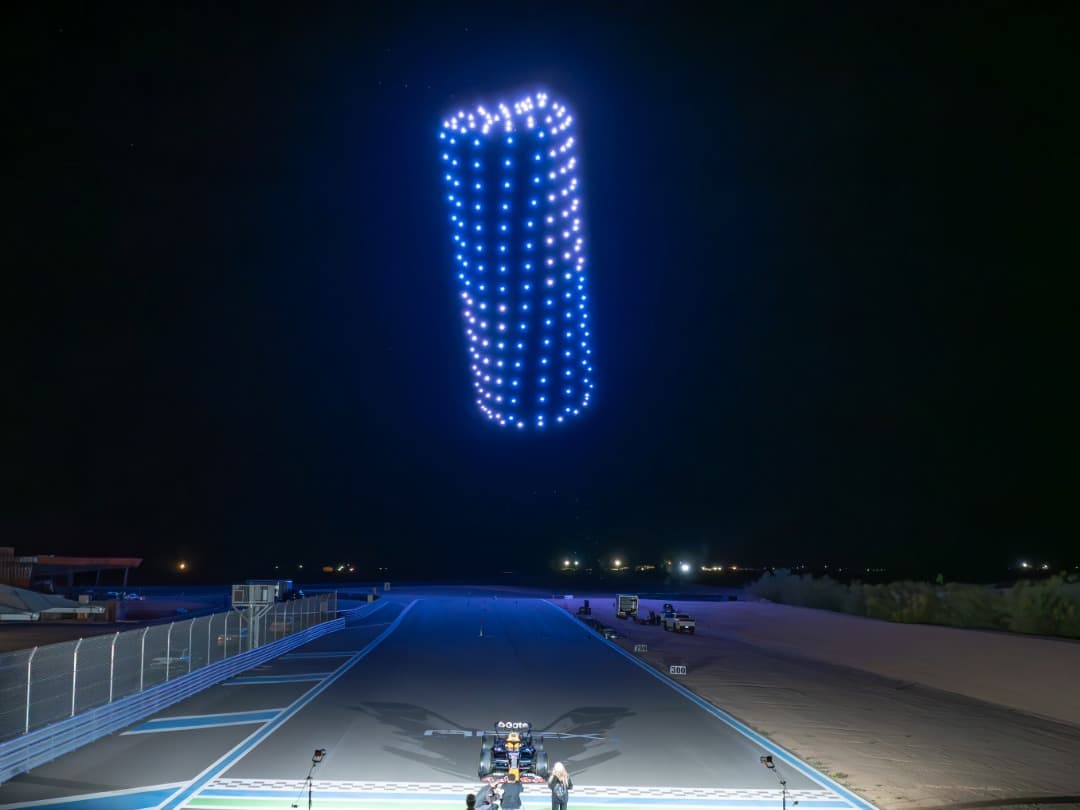 Red Bull F1 drone light show produced by Pulse Drone Light Shows